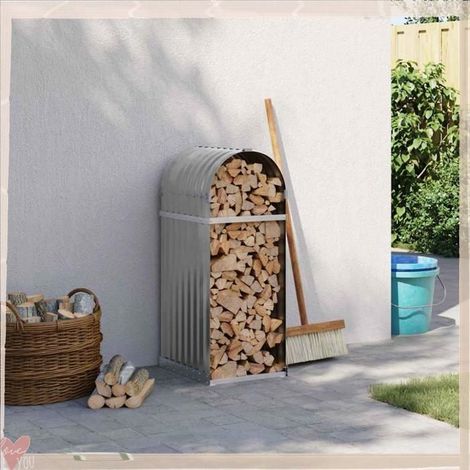364547 Porte-bches gris clair 40x45x100 cm acier galvanisé (1/5)