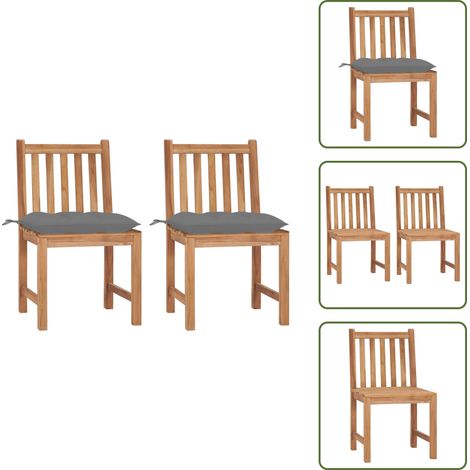 Chaises de jardin lot de 2 avec coussins Bois de teck massif - Chaise De Jardin - Fauteuil De Jardin - Mobilier De Jardin - Teck - Chaise Extérieure (1/5)