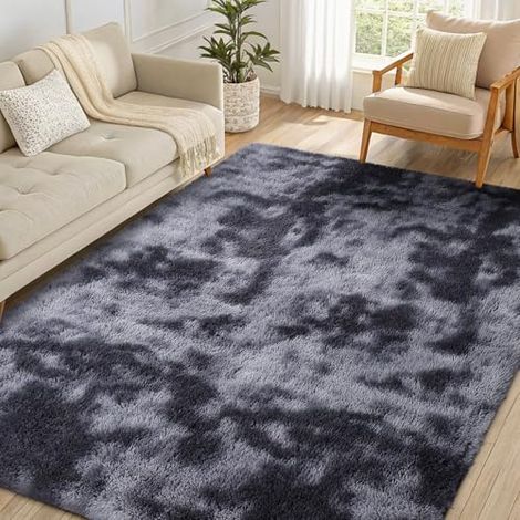 [NUNCA USADO] Alfombra de pelo largo para salón, lavable, antideslizante, moderna, mullida y acogedora para decoración de salón, dormitorio, habitación infantil, 160 x 220 cm, gris claro