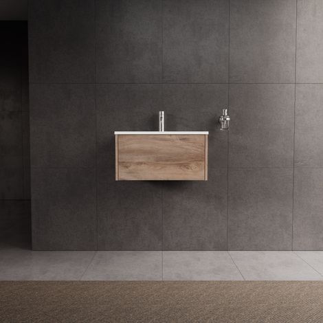 Inda - Mobile bagno L.60 con lavabo lucido / Rovere naturale 1