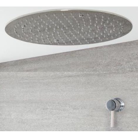 Milano Mirage 1 Outlet Manual Mixer Shower Valve with 400mm Round Ceiling Mounted Recessed Rainfall Shower Head - Chrome (1/5)
