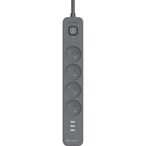 Cable eléctrico Tracer 47685 Power Line+ de 5 m (4 tomas + 3 puertos USB A) (1/4)