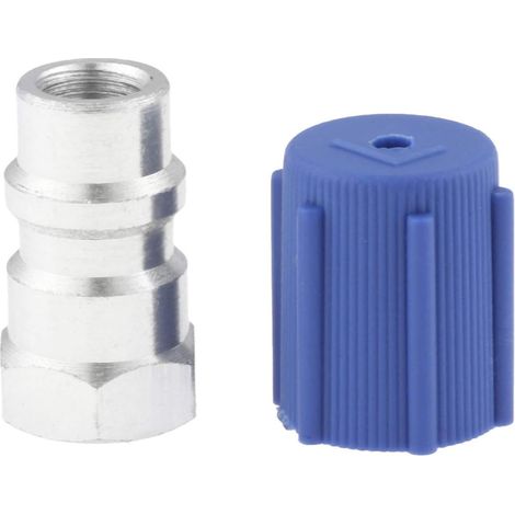 R12 R22 to R134A Retrofit Valve 7/16 Low Side Port Adapter with Blue Dust AC Cap Universal for AC Air Conditioner Refrigerant