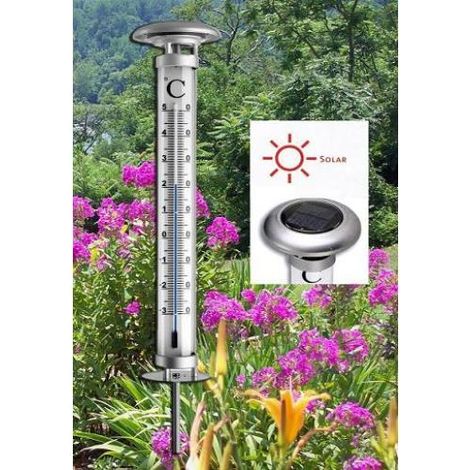 Termómetro solar plateado para jardín TFA Dostmann