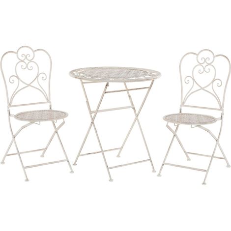 Bistro Set Folding TRIESTE Metal Light Beige