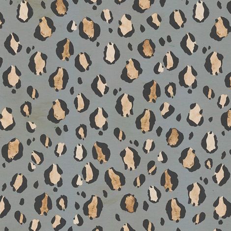 Tiermotiv Tapete Profhome 782162 heißgeprägte Vliestapete glatt mit Leopardenmuster matt grau schwarz orange-braun beige 5,33 m2