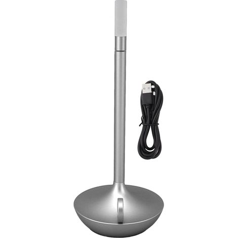 Ortviai Lampe de Table Sans Fil en Aluminium – Forme Bougie, 3 Niveaux de Luminosité, Rechargeable USB-C, Argent (1/5)
