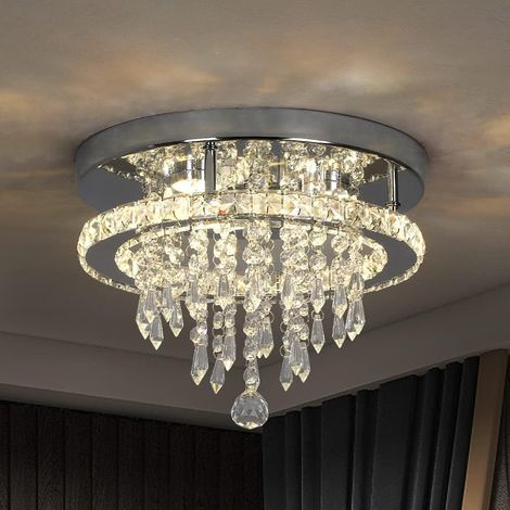 Plafonnier en cristal, plafonnier décoratif, applique ronde pour couloir, idéal pour les salles à manger et les chambres (25 cm, 3000K) (1/5)