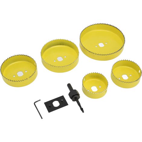 Lot de 8 scies cloches carbure, coupeur rond pour percer bois et panneaux PVC, diamètre 64-127 mm (1/5)