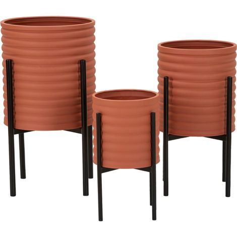 Portavaso da terra in metallo rosso, Ø36x56,5-30x48,5-24x37,5 cm – Milly (1/5)