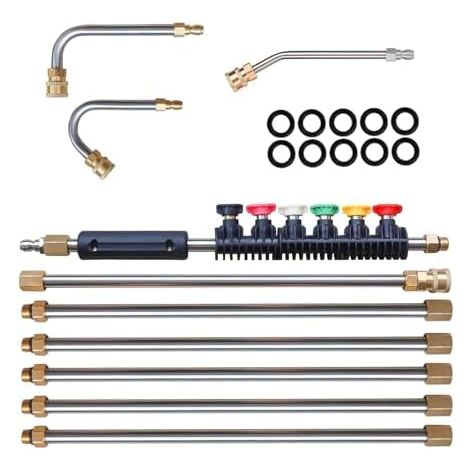Nettoyeur de gouttière Kit nettoyage 4000PSI 6 buses pulvérisation Accessoires pour le du sol - (1/5)