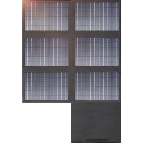 Pannello solare, potenza massima 60 W, uscita CC 18 V, uscite USB multiple, efficienza 21,8%, dimensioni compatte 38x25,5x7 cm (1/5)