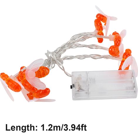 Guirlande lumineuse LED en forme d’abeille 10 LED à piles 1,2 m étanche pour jardin et cour extérieure décoration (1/5)