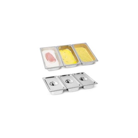 Lot de 3 paniers vapeur en acier inoxydable avec couvercles, panier vapeur profond, réutilisables, antirouille, pour la maison, les fêtes et les buffets, 32,6 x 17,8 cm