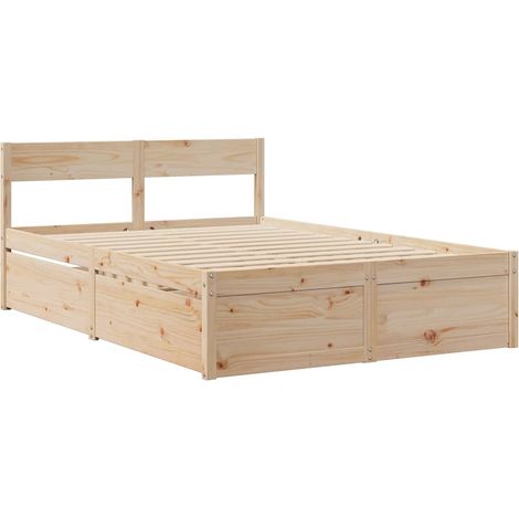 Bed Frame without Mattress 140x190 cm Solid Wood Pine vidaXL