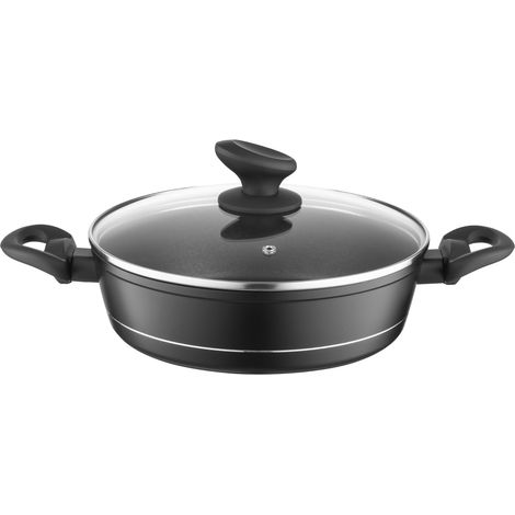 Faitout Aluminium 1,3 l Diamètre de 20 cm Marmite avec Couvercle en Verre Casserole avec Fond à Induction Faitout pour Induction, Marmite tous Feux Revêtement Antiadhésif (1/5)