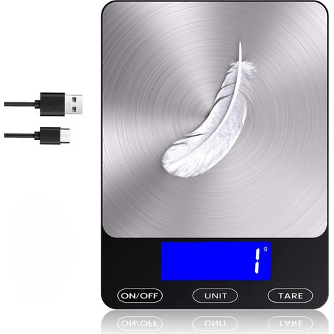 Digitale Küchenwaage, geeignet für Lebensmittelunzen (ca. 15 kg), wiederaufladbar.