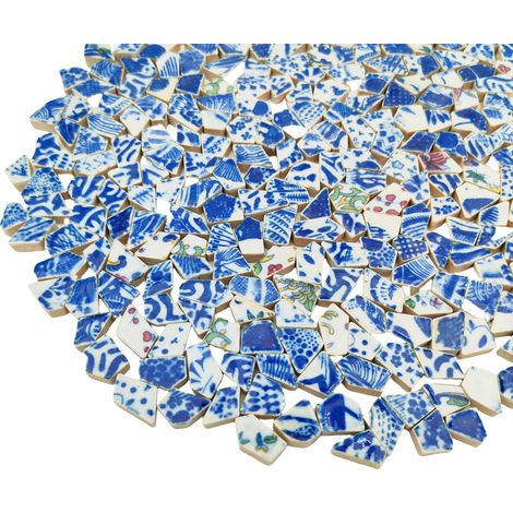 Petites mosaïques en céramique, 500 g, blanc, 1 à 2 cm, pour bricolage, sol, cuisine, piscine, pots de fleurs, décoration d'intérieur et d'extérieur (1/5)