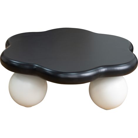 Mesa de centro nube bicolor 79 cm MDF negro y blanco con patas esféricas (1/5)