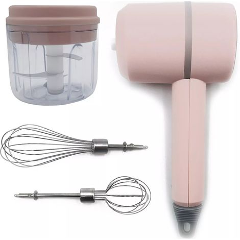 Frullatore a Immersione 3in1 Ricaricabile con Lame in Acciaio Inox rosa
