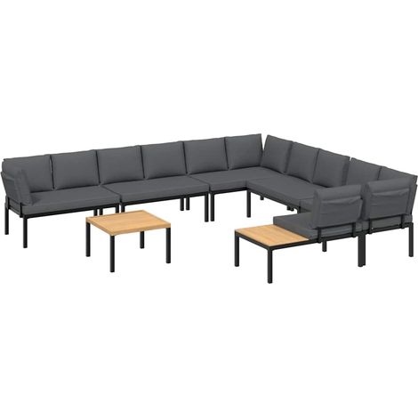 Maison Exclusive - Set Divani da Giardino 7 pz con Cuscini in Alluminio Nero