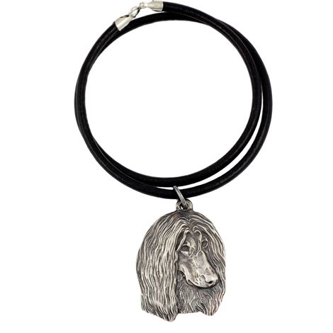 Galgo afgano II: collar con colgante plateado para amantes de los perros, joyería única de Art-Dog. (1/5)