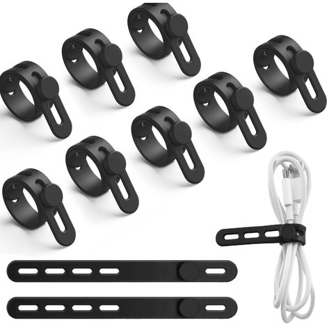 20er-Packung wiederverwendbare Silikon-Kabelbinder, Kabelorganisatoren, verstellbare Kabelclips (1/5)