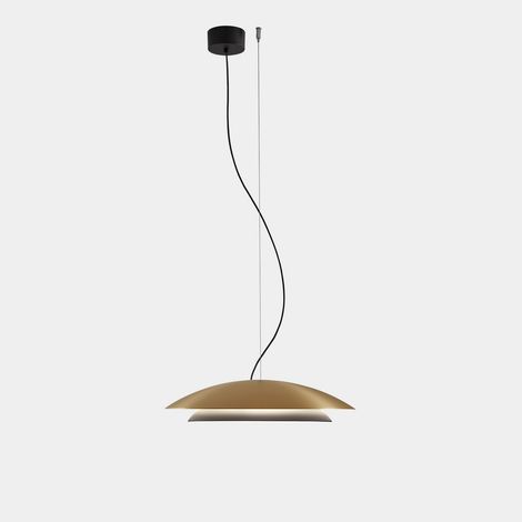 LEDS C4 Noway Suspension en forme de dôme, finition or mat, LED 24,5 W, température de couleur 2700-3000-4000 K, variation d'intensité par coupure de phase