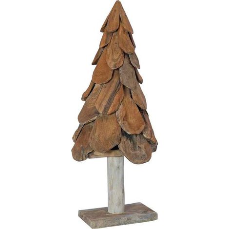 Sapin de Noël avec socle, marron, 91 cm, teck massif. (1/5)