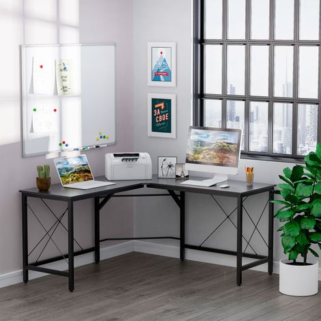 Noir 150x150x76 cm - Bureau d’angle moderne doté de cadre en acier Charge 70 kg pour bureau Étude à domicile