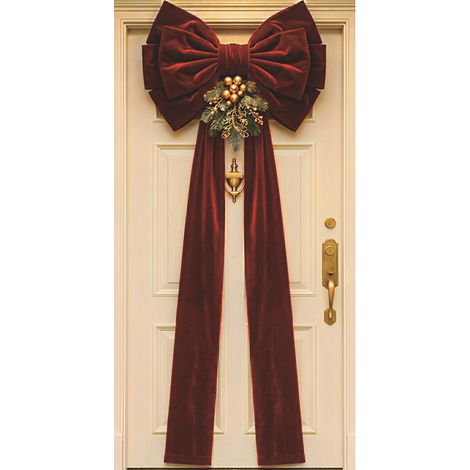 Décoration de porte de Noël neuve, motif cadeau du Père Noël, ambiance festive garantie - 90 x 180 cm (perforée + ruban) - 11