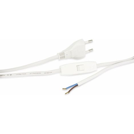 GOOBAY Câble d'alimentation euro avec interrupteur sur cordon, blanc