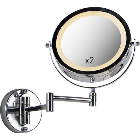 QAZQA Design Wall Mirror Chrome Incl. LED Dim to Warm Adjustable