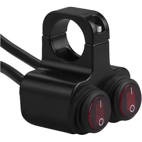 Control dual para manillar de motocicleta/ATV/bicicleta de 22 mm (7/8 pulgadas), resistente al agua, de 12 V: botón de apagado del motor, interruptor de faros, luz de emergencia, luz de freno, interru