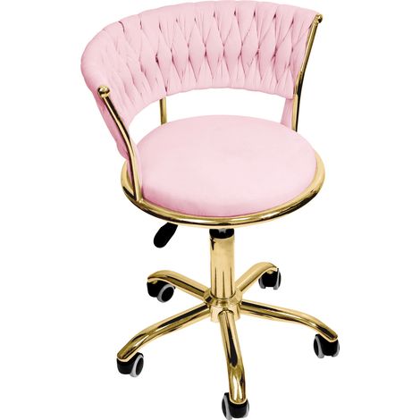 Tabouret avec Repose-Pieds Circulaire, Hauteur réglable, Siège Ergonomique Rotatif, Fauteuil de Bureau sans accoudoirs, Revêtement de l’Assise en Velours, Charge maximale 120 kg (1/5)