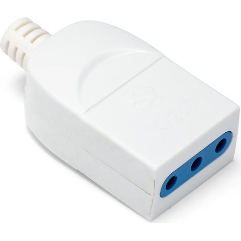 VELAMP PLUG-IT-10F Presa Volante: 10A, 2P+T, 230 V, Bianco Opaco, 1 unità (1/2)
