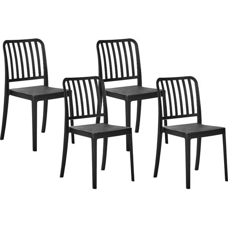 Conjunto de 4 sillas de jardín apilables de plástico negro resistente al agua interior exterior Sersale (1/5)