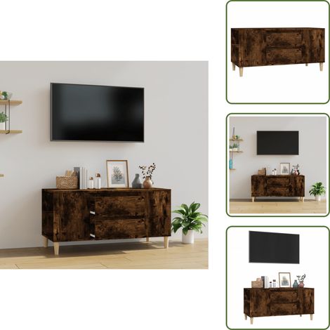 TV-Schrank Räuchereiche 102x44,5x50 cm Holzwerkstoff - TV Schrank - Holz Sideboard - Wohnzimmerschrank - Regal - Fernsehtisch (1/5)