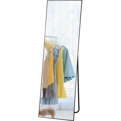Rechteckiger Spiegelrahmen 50x160cm schwarz, zur Wand- oder Standmontage