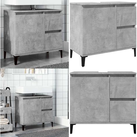 vidaXL Waschbeckenunterschrank Betongrau 65x33x60 cm Holzwerkstoff