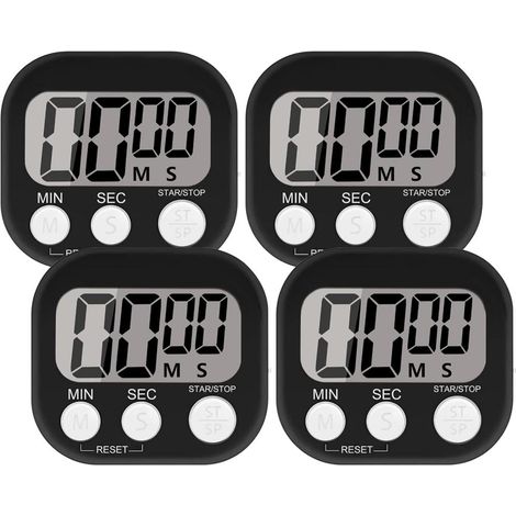Lot de 4 minuteurs cuisine alarme forte magnétiques grand écran LCD enfant étude cuisson (1/5)