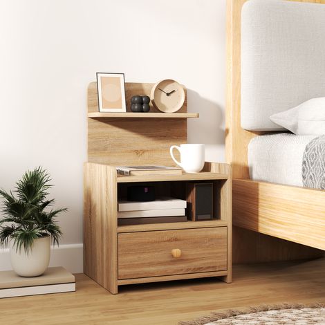 Table de chevet, bois moderne et naturel anti-basculement, en carton en claves, table de chevet avec rangement (1/4)