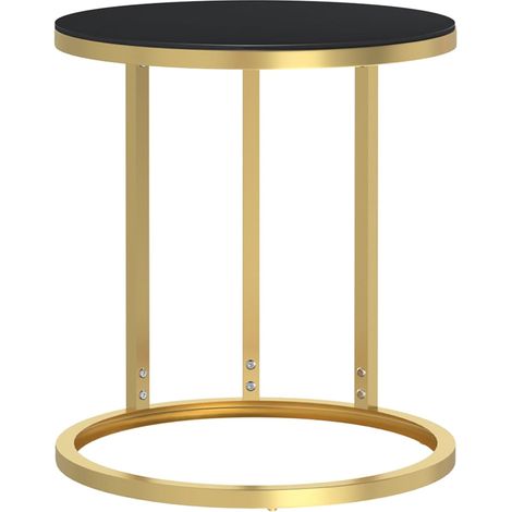 Maison Exclusive - Tavolino Oro e Nero 45 cm in Vetro Temperato