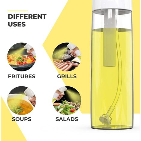 Flacon pulvérisateur rechargeable pour huile et huile d'olive, 300 ml, blanc, pour salades, pour une application contrôlée des assaisonnements en cuisine.-AquaForge (1/5)