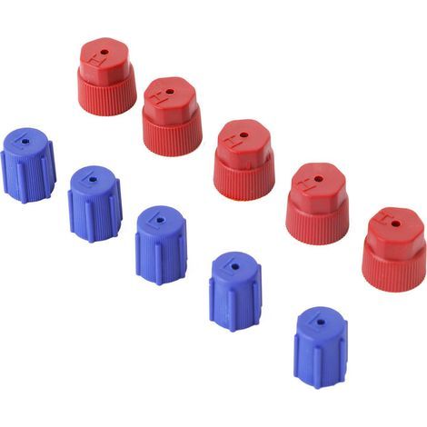 Lot de 10 capuchons de port de charge AC R134A 13 mm et 16 mm bas et haut pour climatisation Rouge/bleu (1/5)