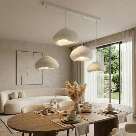 Suspension de table blanche 4 abat-jour design 154 cm NOXIS