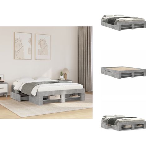 Bettgestell Betongrau 120x200 cm Holzwerkstoff - Bettgestell - Bettgestelle - Bettrahmen - Bett (1/5)