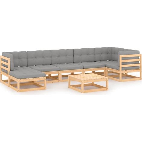Maison Exclusive - Set Salotto Giardino 8 pz Cuscini Antracite Legno Massello Pino (1/5)