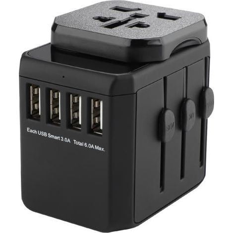 WORLD TRAVEL ADAPTER, 4 USB A MICROCONNECT MC-TRAVELADAPTER2