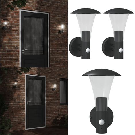 Außenwandleuchten mit Bewegungsmelder 2 Stk. Schwarz Edelstahl - Outdoor-Beleuchtung - Wandleuchte - Bewegungsmelder - Edelstahl - Gartenbeleuchtung - Home & Living (1/5)